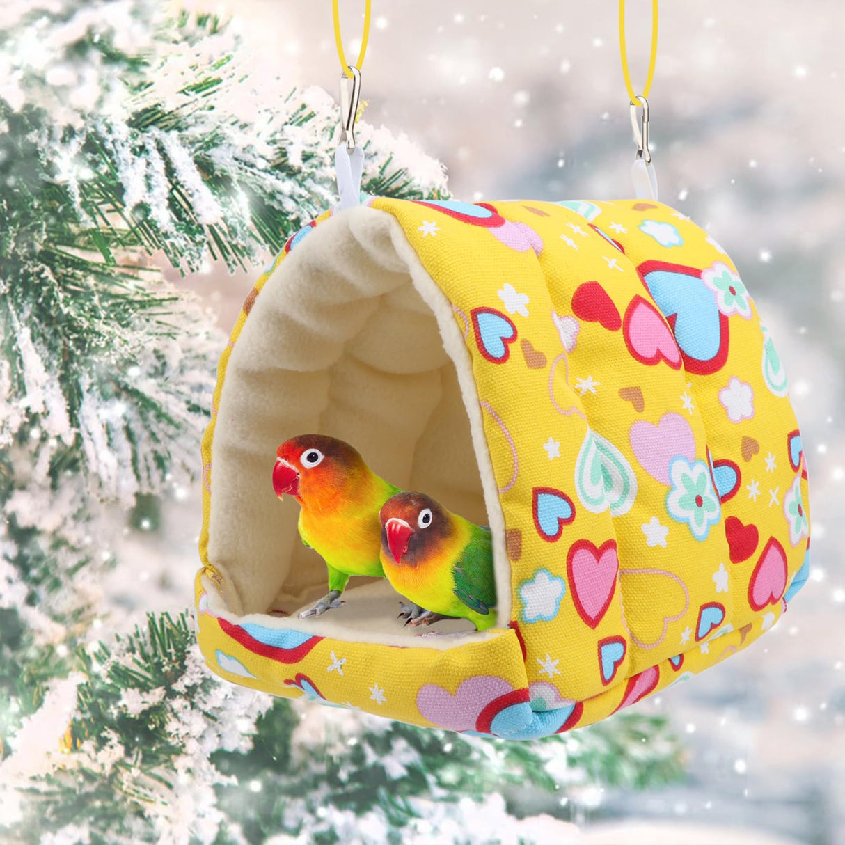 Bird Hammock - Sleeping Nest Bird - Bird Tent - Bird Cage Accessories - Parrot Toys - Parakeet Toys - Hammock - Plush House - Lovebird - Cockatiel - Canary - Sleeping Bag - Yellow - 1 Piece