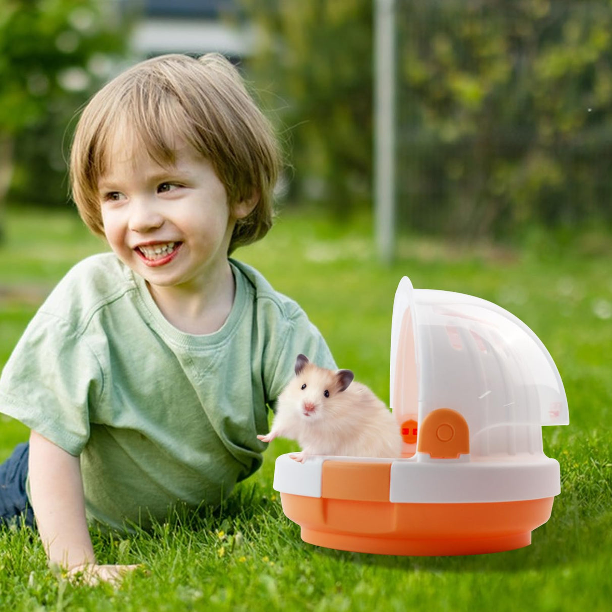 Hamster Cage - Rodent Transport Box - Hamster Cage - Travel Basket - Transport Box - Mouse Cage - Dwarf Hamster - With Drinking Bottle - Gerbil - Guinea Pig - Rat Cage - Portable Cage - Pet Supplies - Orange - 1 Piece