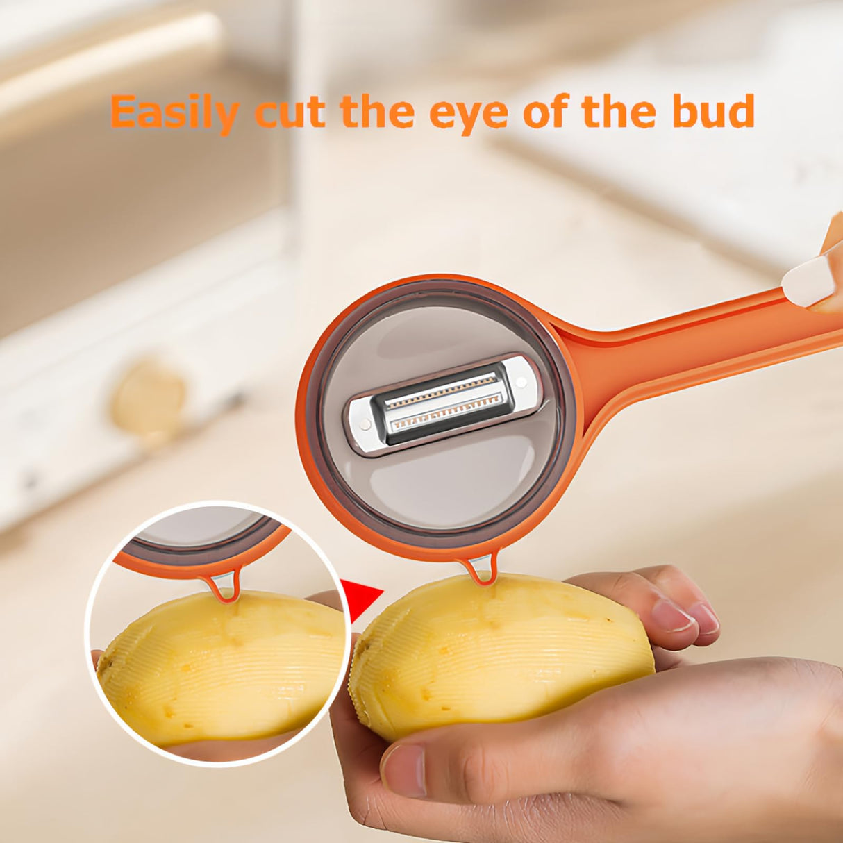 Vegetable Peeler with Collecting Tray, Stainless Steel Fruit and Potato Peeler for Cucumbers, Apples and Carrots, Orange