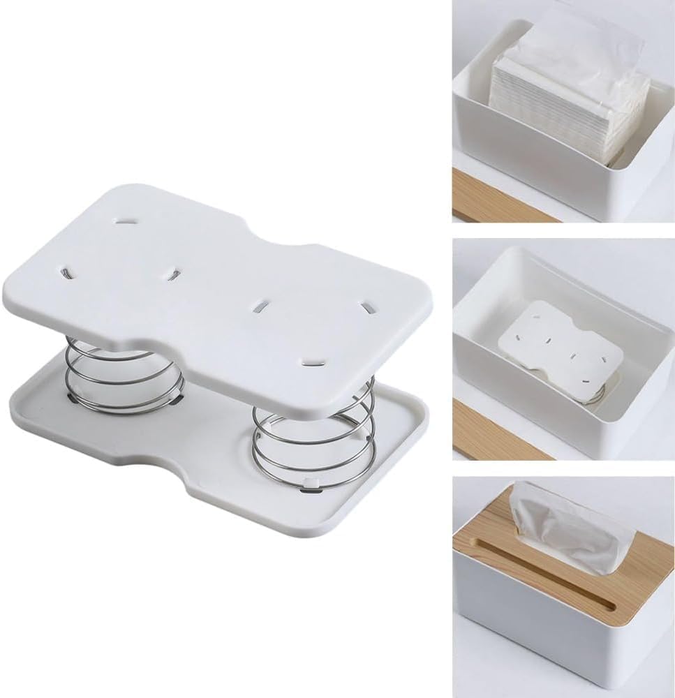 10 pcs Tissue Box Spring - Tissue Holder - Tissue Box Lift - Tissue Box Base Support - Tissue Dispenser - Spring Holder - Napkin Holder - Tissue Storage Box - Bathroom Organizer - Toilet Accessories - Kitchen Gadget - White - 1 Piece