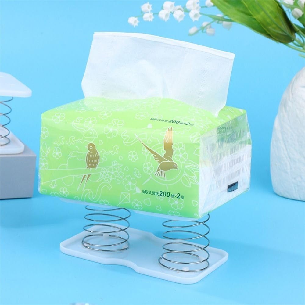 10 pcs Tissue Box Spring - Tissue Holder - Tissue Box Lift - Tissue Box Base Support - Tissue Dispenser - Spring Holder - Napkin Holder - Tissue Storage Box - Bathroom Organizer - Toilet Accessories - Kitchen Gadget - White - 1 Piece