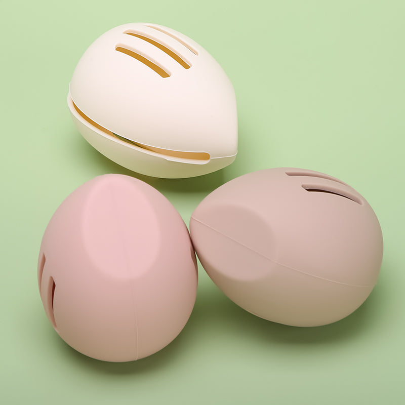 Makeup Sponge Holder - Beauty Sponge Case - Makeup Organizer - Storage Box - Makeup Egg - Travel Box - Cosmetic Accessories - Sponge Box - Gift for Women - Toiletry Bag - Protective Cover - Silicone - Nude Pink and Brown - 3 Pieces
