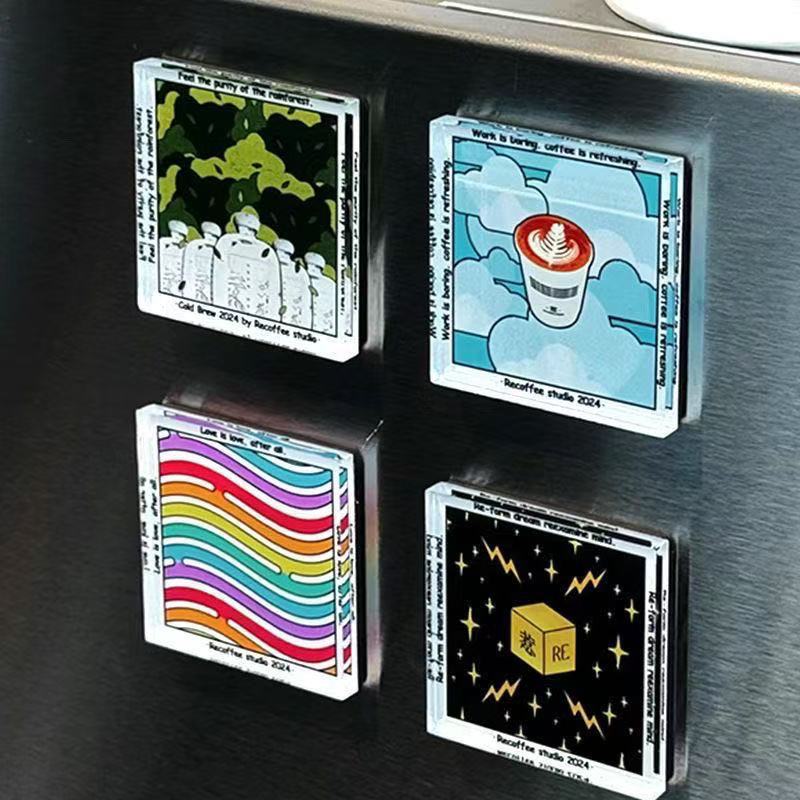 Fridge magnet set - DIY decoration - magnetic wall sticker - living room decoration - decoration - office decoration - party decoration - Christmas gifts - Christmas gifts for adults - Acrylic - Transparent - 5 cm x 5 cm - 24 pieces
