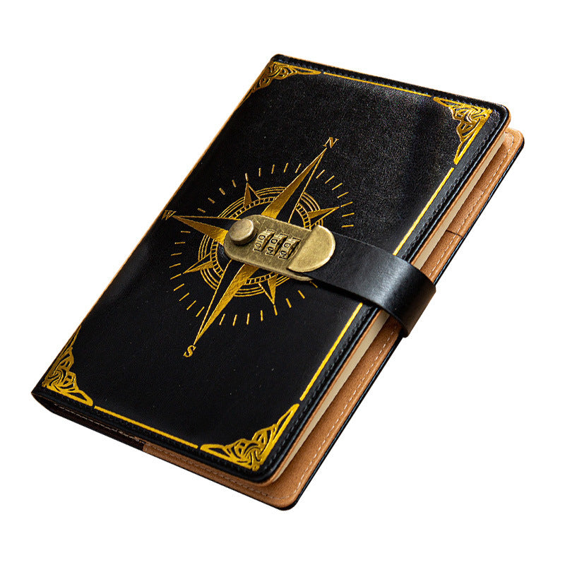 Diary - Journal - diary with lock - password book - Notebook - notebook A5 - diary for adults - books - Retro - Creative - Christmas gifts - Christmas gifts for adults - gift for women - gift for men - black