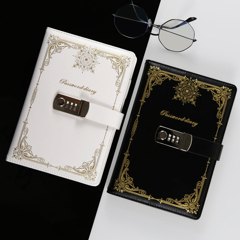 Diary - Journal - diary with lock - password book - Notebook - notebook A5 - diary for adults - books - Retro - Creative - Christmas gifts - Christmas gifts for adults - gift for women - gift for men -White