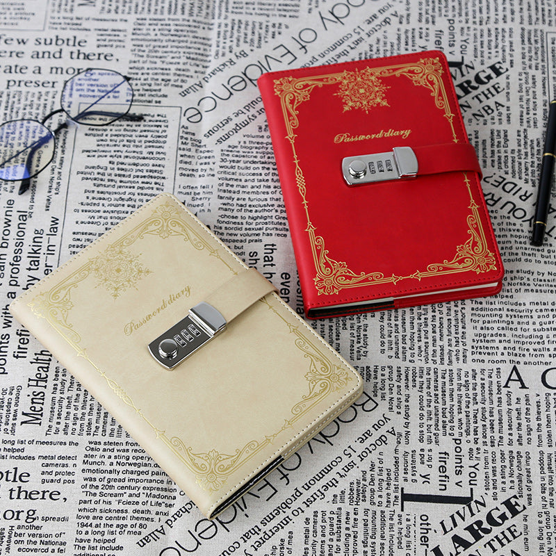 Diary - Journal - diary with lock - password book - Notebook - notebook A5 - diary for adults - books - Retro - Creative - Christmas gifts - Christmas gifts for adults - gift for women - gift for men -White