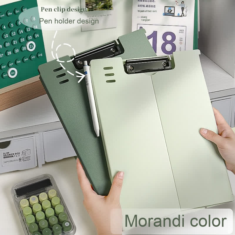 Clipboard A4 - Writing Folder - Foldable Clipboard - Desk Accessories - Morandi Colors - Office Supplies - Document Folder - A4 Folder - Pastel Colors - Writing Pad Holder - Briefcase - Nursing - Administration - Warehouse - Sturdy Plastic - 6 pieces