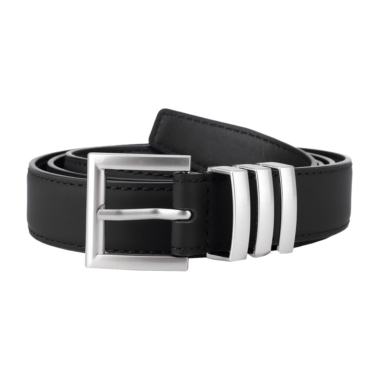 2 Pack Women's Faux Leather Belts with Buckles, Adjustable Waist Belts for Jeans, Dresses, Workwear and Everyday Outfits, Black