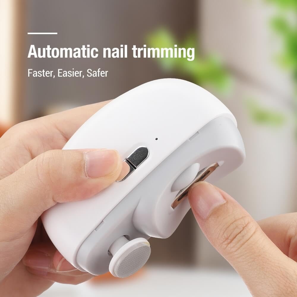 Electric nail clipper - Automatic nail trimmer - Manicure set - Nail care - Electric nail file - Rechargeable - Nail scissors - Hand care - Nail polishing - Nail styling - Cordless - Gray - 1 Piece
