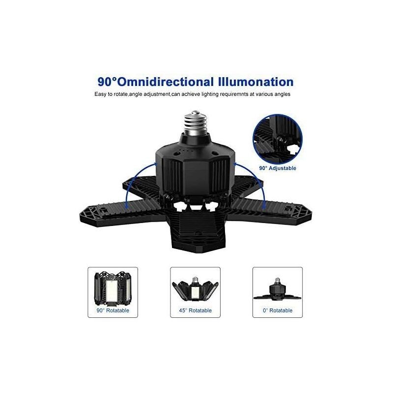LED Garage Light 120W 12000 lm Deformable Ceiling Lamp E26 E27