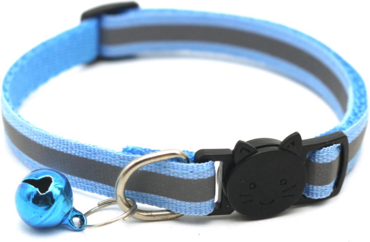 Cat Collar | Reflective With Safety Clasp And Bell | Adjustable 19-32 CM | BLUE