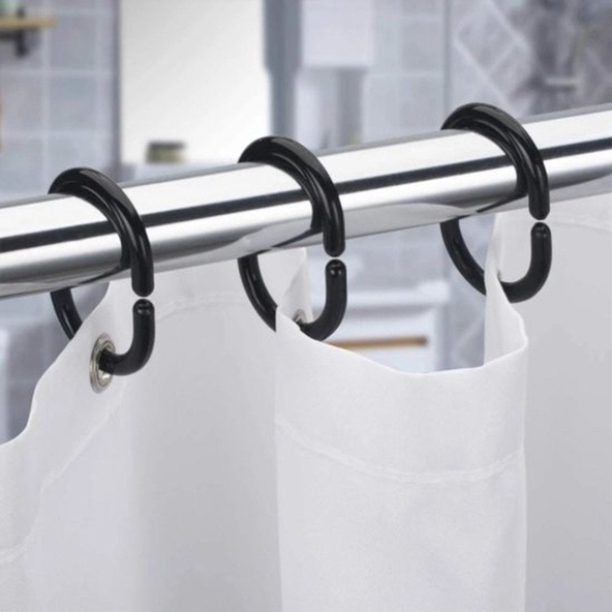 Shower Curtain Rings | Set of 12 | Shower Curtain Rings | Black