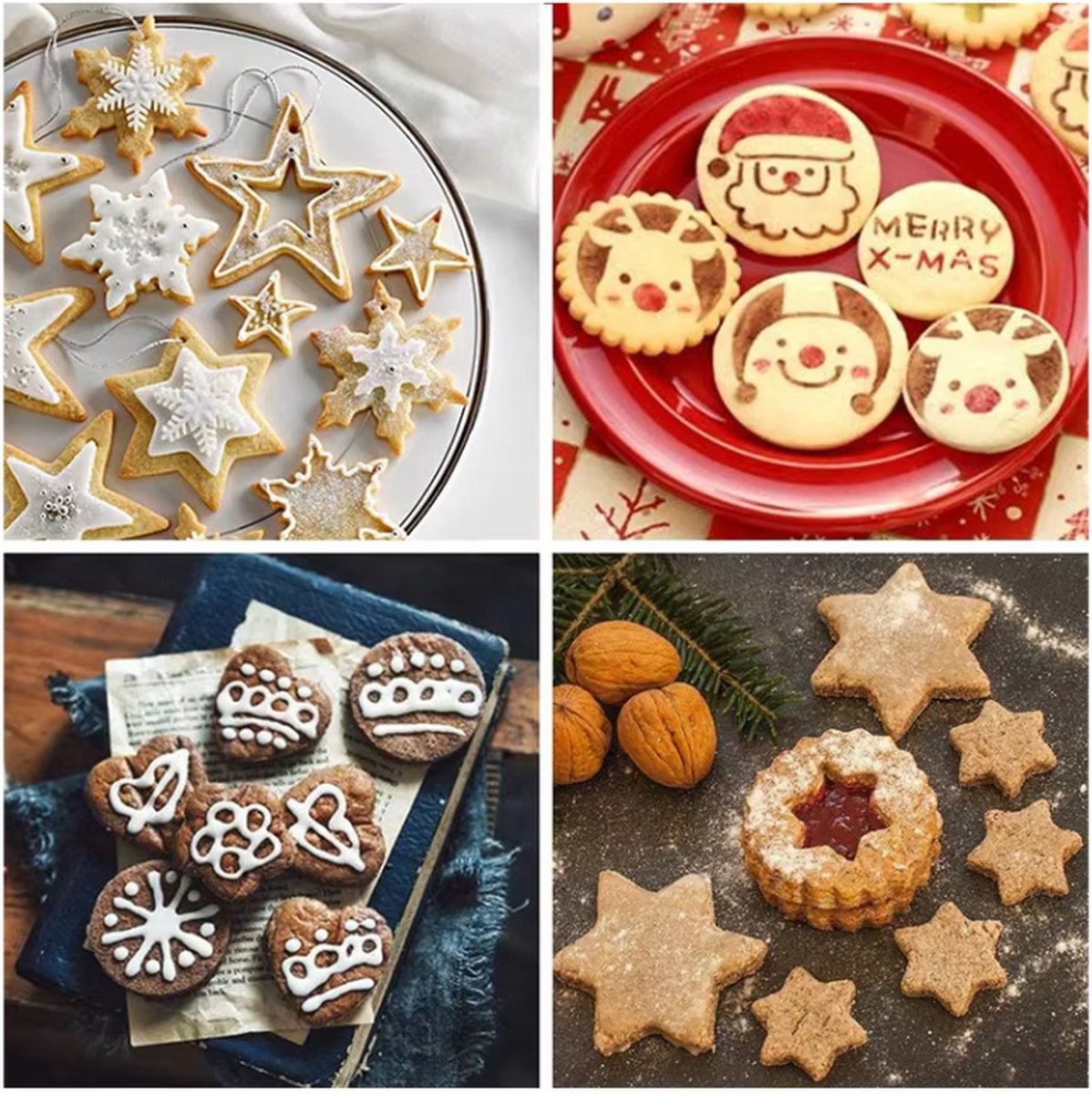 12x Cookie Cutter Set - Cookie Shapes - Flower, Heart, Round, Star