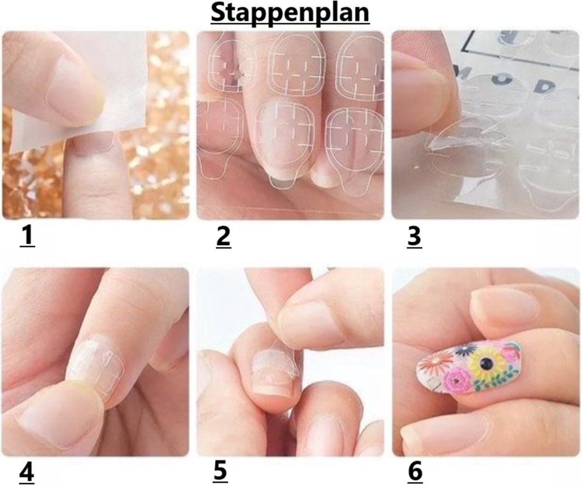 Double-Sided Nail Stickers | 2 Sheets (48 pieces) | Stick-on Nails | Press-on Nails | Fake Nails | Nail Stickers