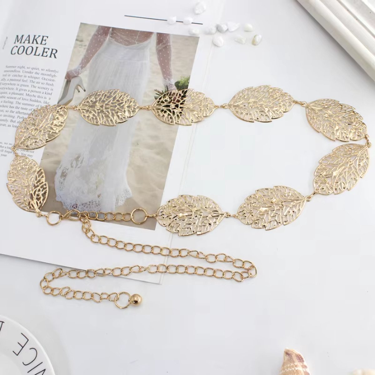 Leaf-Shaped Bridal Belt | Belt | Women's Belt | Wedding Accessories | Gold