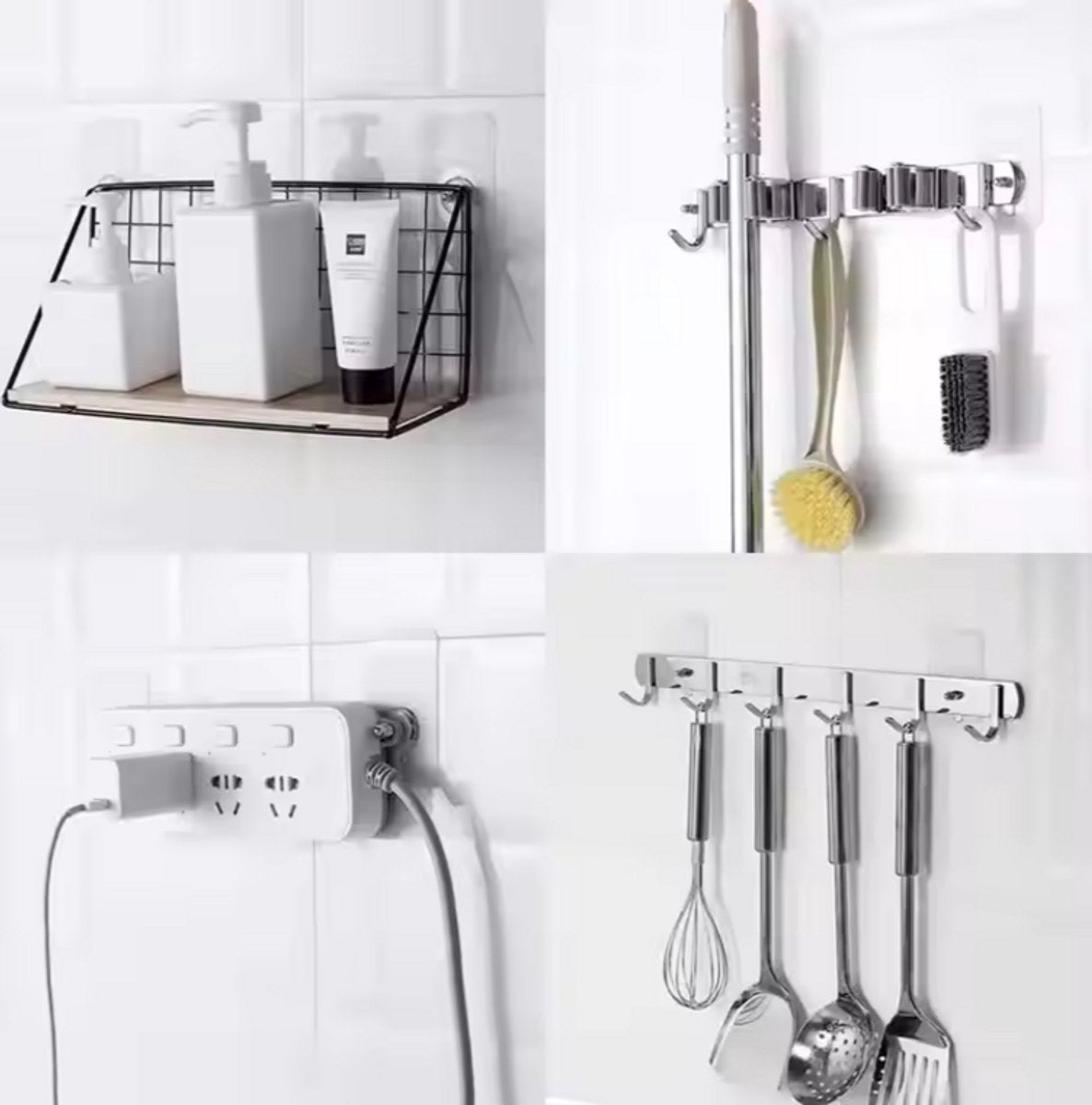 10x Adhesive Nail | Self-Adhesive Hooks | No Drilling Required Hanging System | Threaded