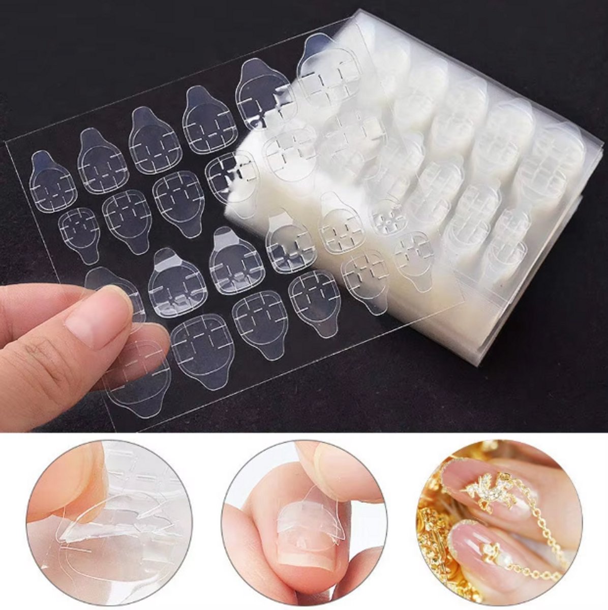 120x (MEGA PACK) Double-Sided Nail Stickers | 5 Sheets | Stick-on Nails | Press-on Nails | Fake Nails | Nail Stickers