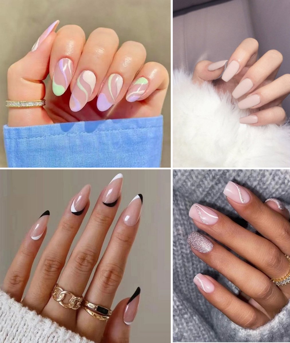 120x (MEGA PACK) Double-Sided Nail Stickers | 5 Sheets | Stick-on Nails | Press-on Nails | Fake Nails | Nail Stickers
