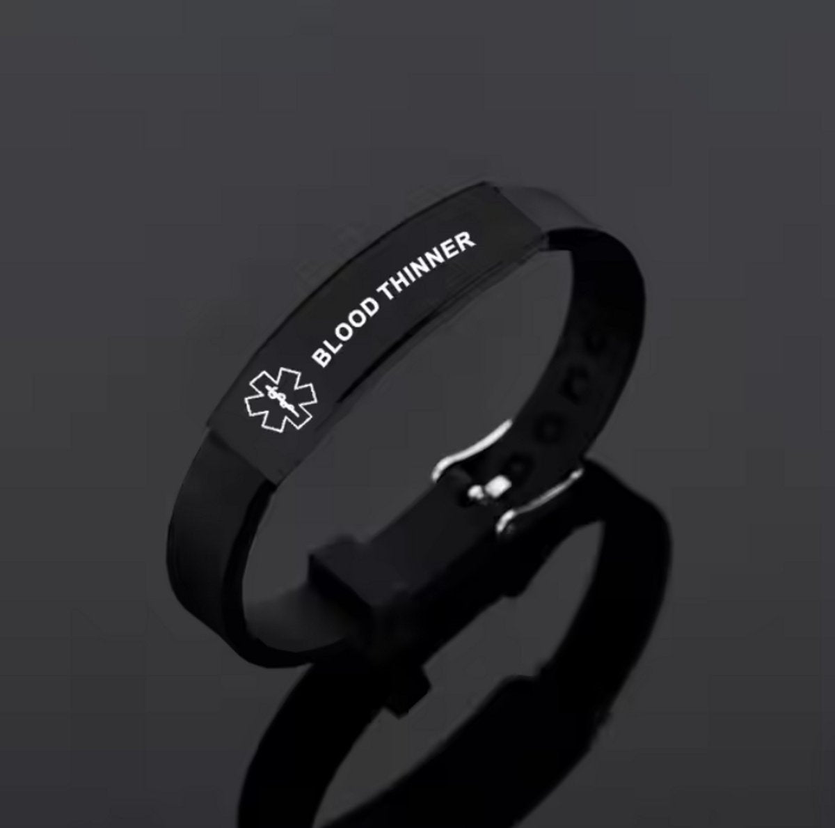 Warning Bracelet | Blood Thinner | Adjustable | SOS Bracelet | Black