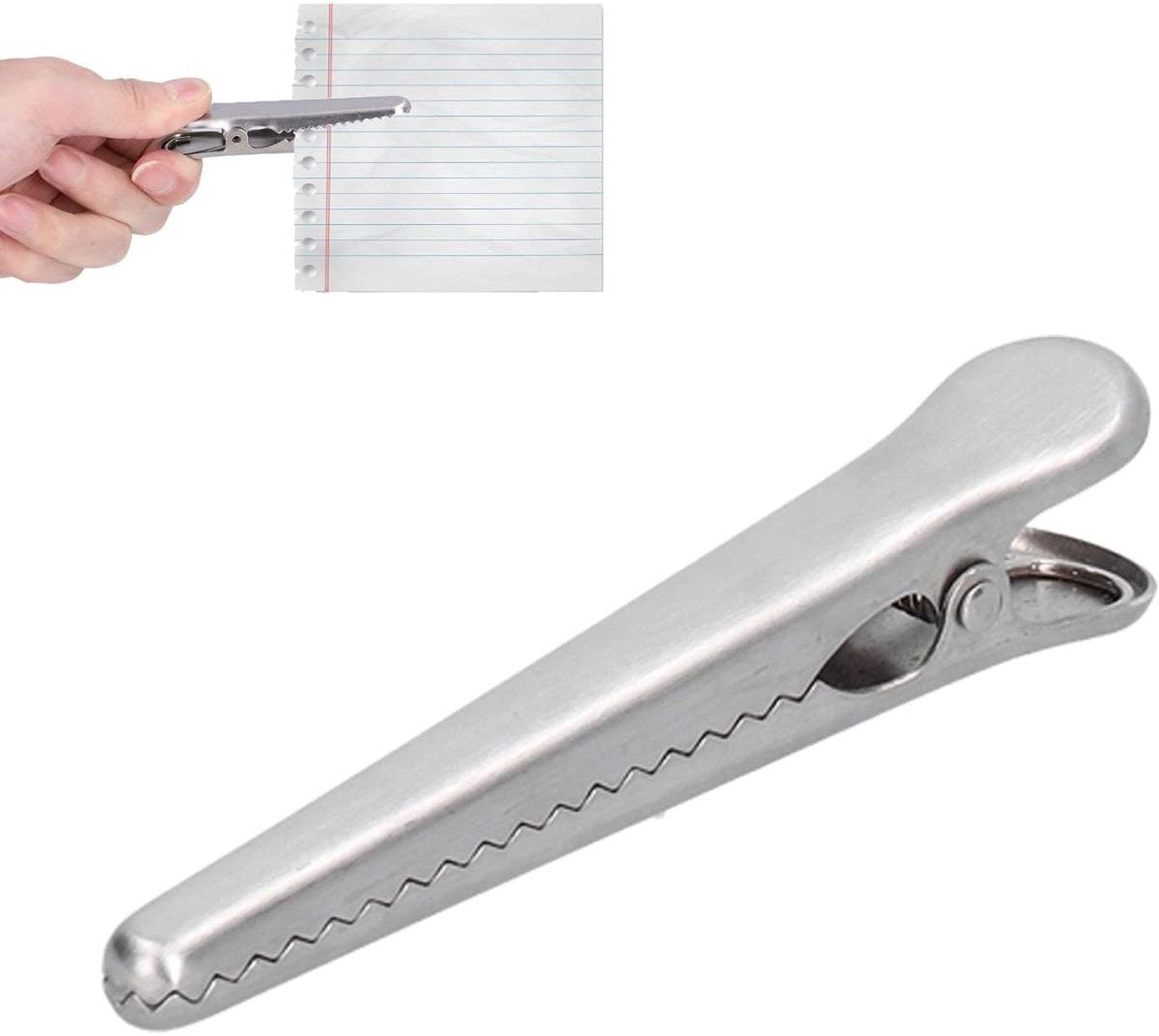 12 Stainless Steel Bag Clips - Airtight Seals for Coffee, Chips & Food - Strong Jaw Grip for Freshness Preservation - Kitchen Organization & Storage Accessories - Silver