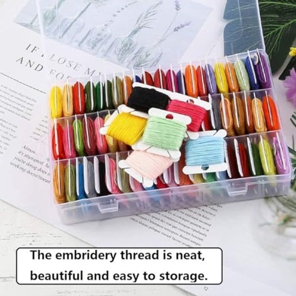 Embroidery Threads Spools, Embroidery Threads, Cards, Cross Stitch, Thread Chart, 100 Pieces, Embroidery Threads, Spools, Plastic with Storage Box and Thread Winder for DIY Crafts, Sewing, Storage Accessories