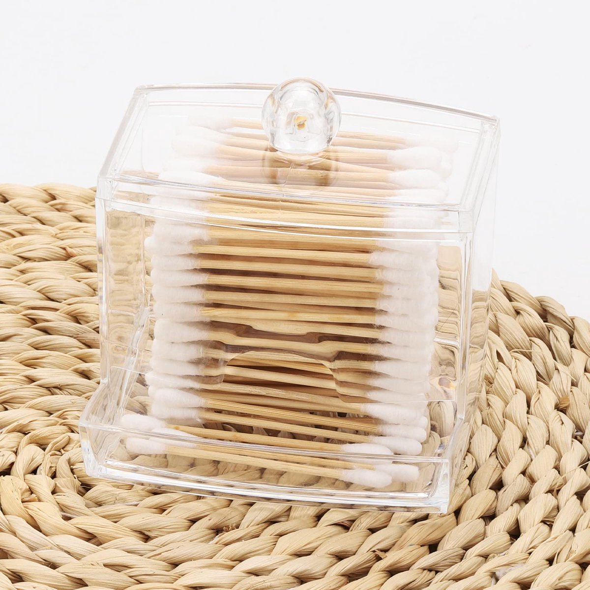 cotton swab holder dispenser large transparent bathroom storage accessories decoration organizer cotton swab cotton ball holder apothecary jar cotton swab cotton ball thread container