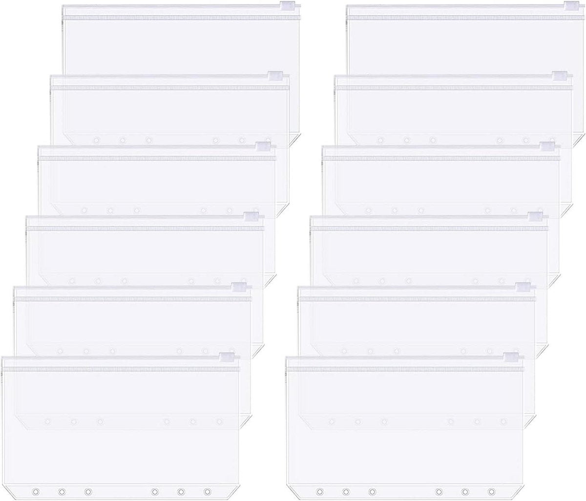 12 money envelopes with 6 holes for A6 size - Budget sleeve for receipts - Storage accessories with binding spine - Savings accessories
