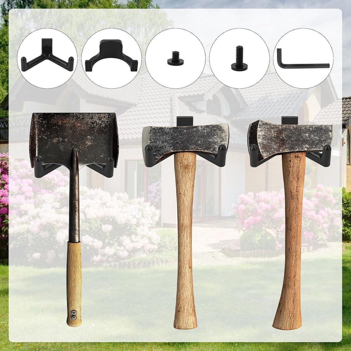21-Piece Tool Storage Hooks - Black Y/U-Shaped Hooks with Wrench - Shed Storage Accessories - Compatible with Suncast and Craftsman