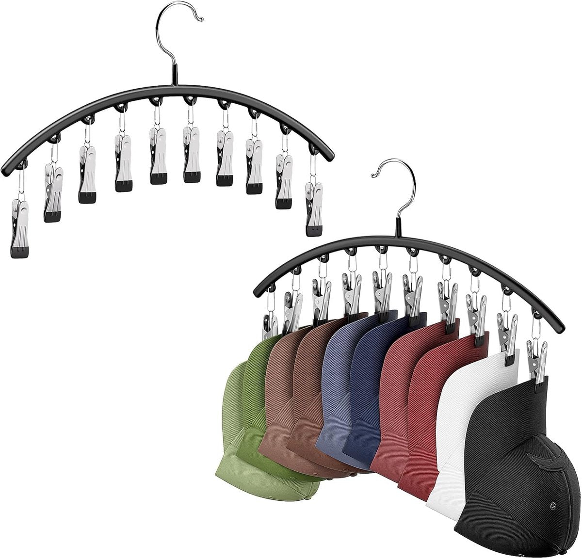 2 pieces - Hat rack - clothes rack - sock clip - hat rack for the wardrobe - storage accessories - suitable for drying clothes, socks and hats - black - 37*23 cm
