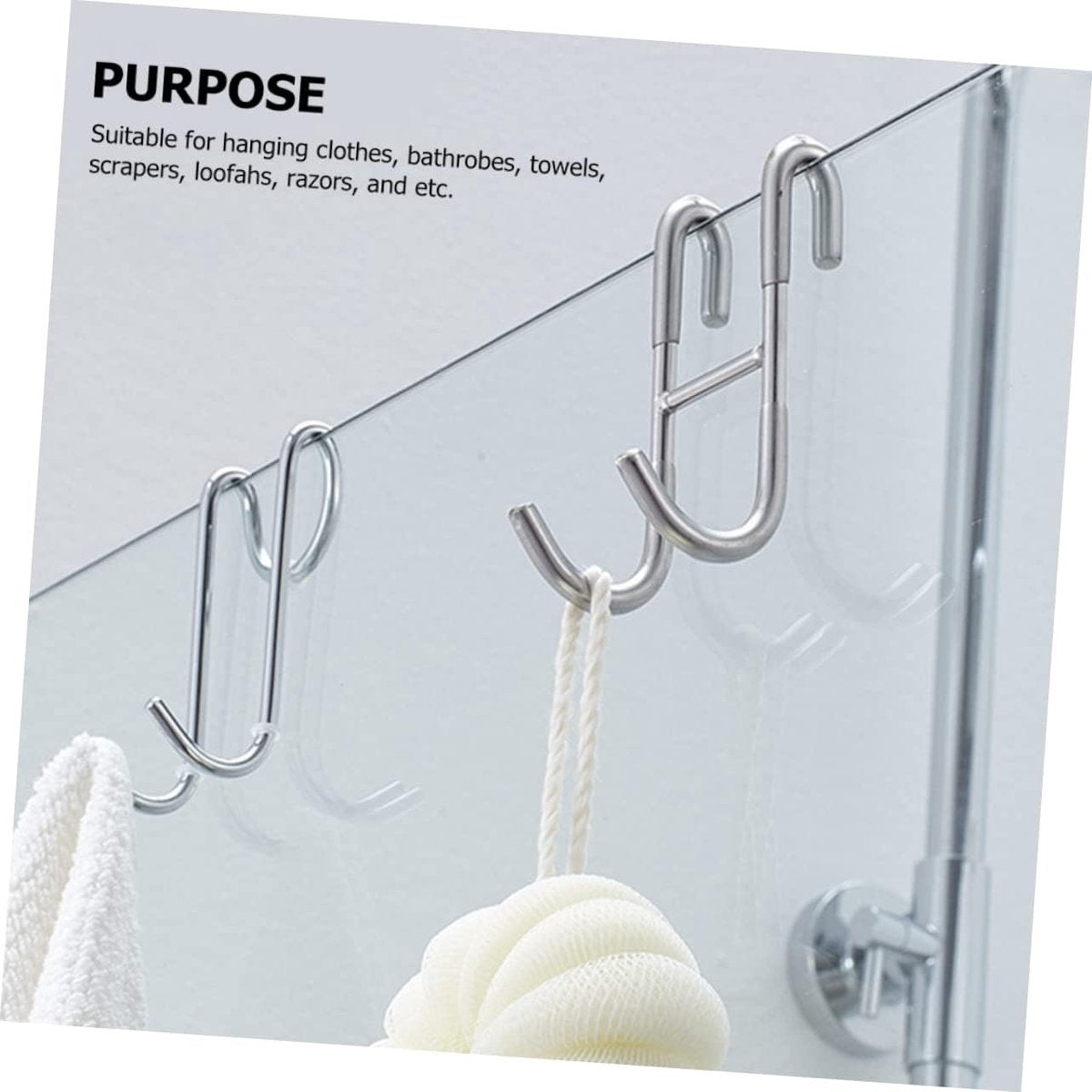 Two-piece set of door hooks, suitable for hanging towels and other storage accessories.