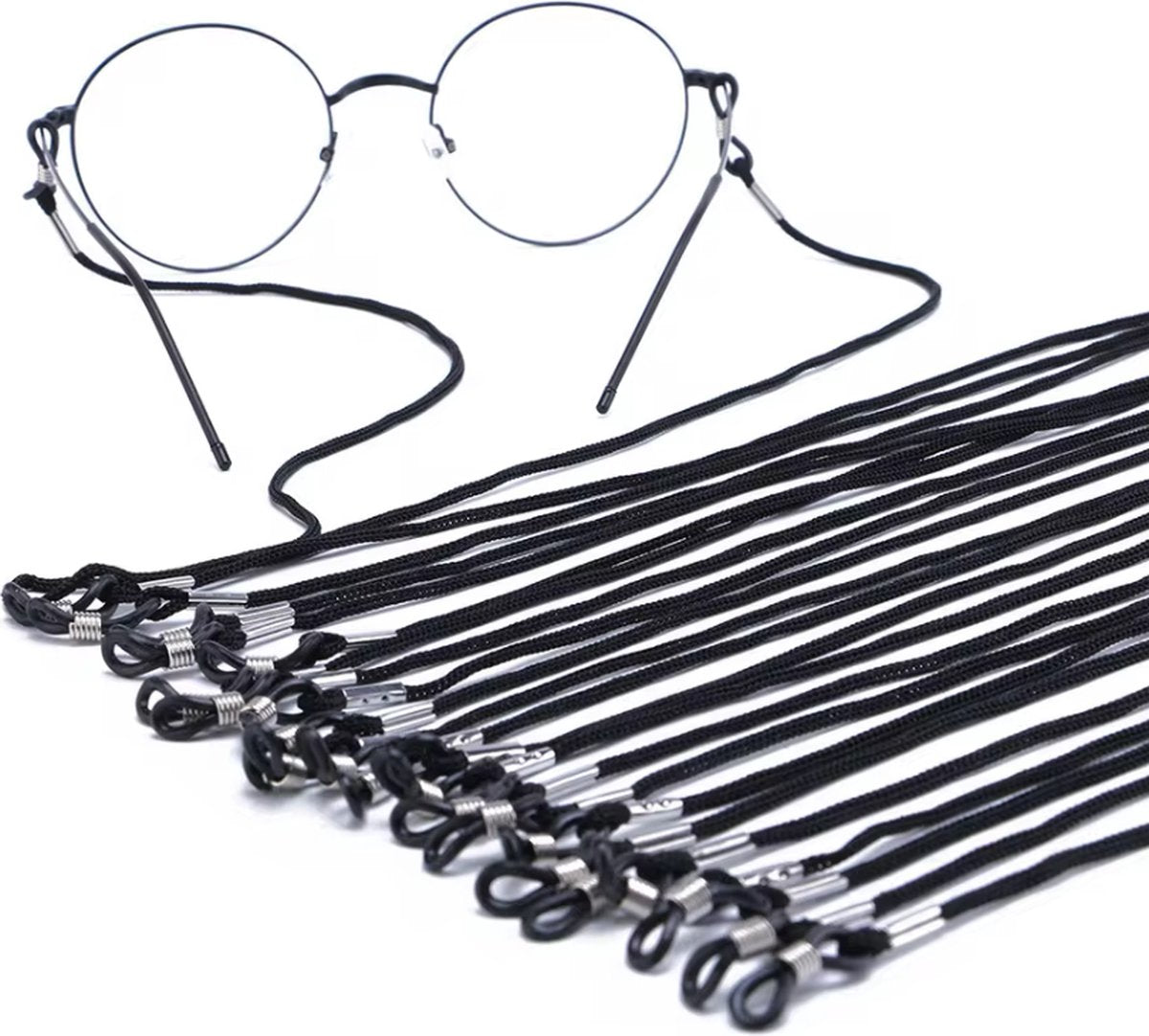 Glasses Cord / 12 Pieces / Black Cord / 3D