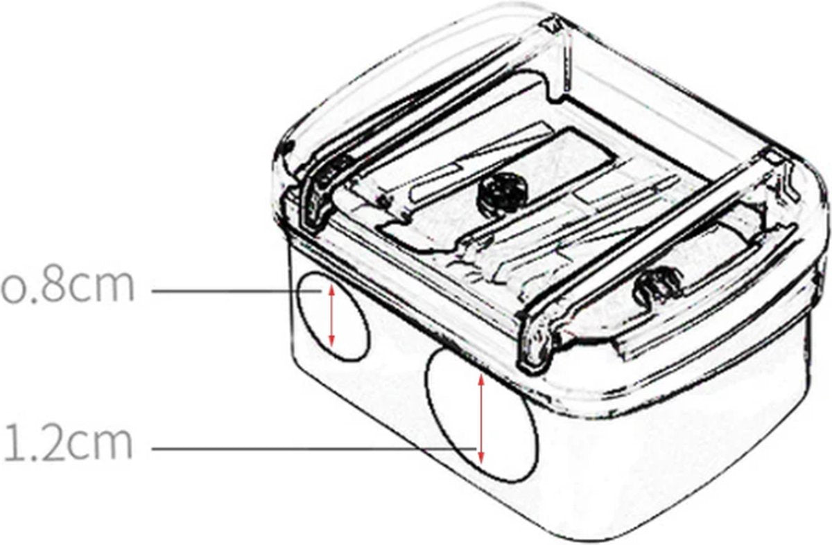 Black 2-hole pencil sharpener - Makeup sharpener with collection tray - plastic