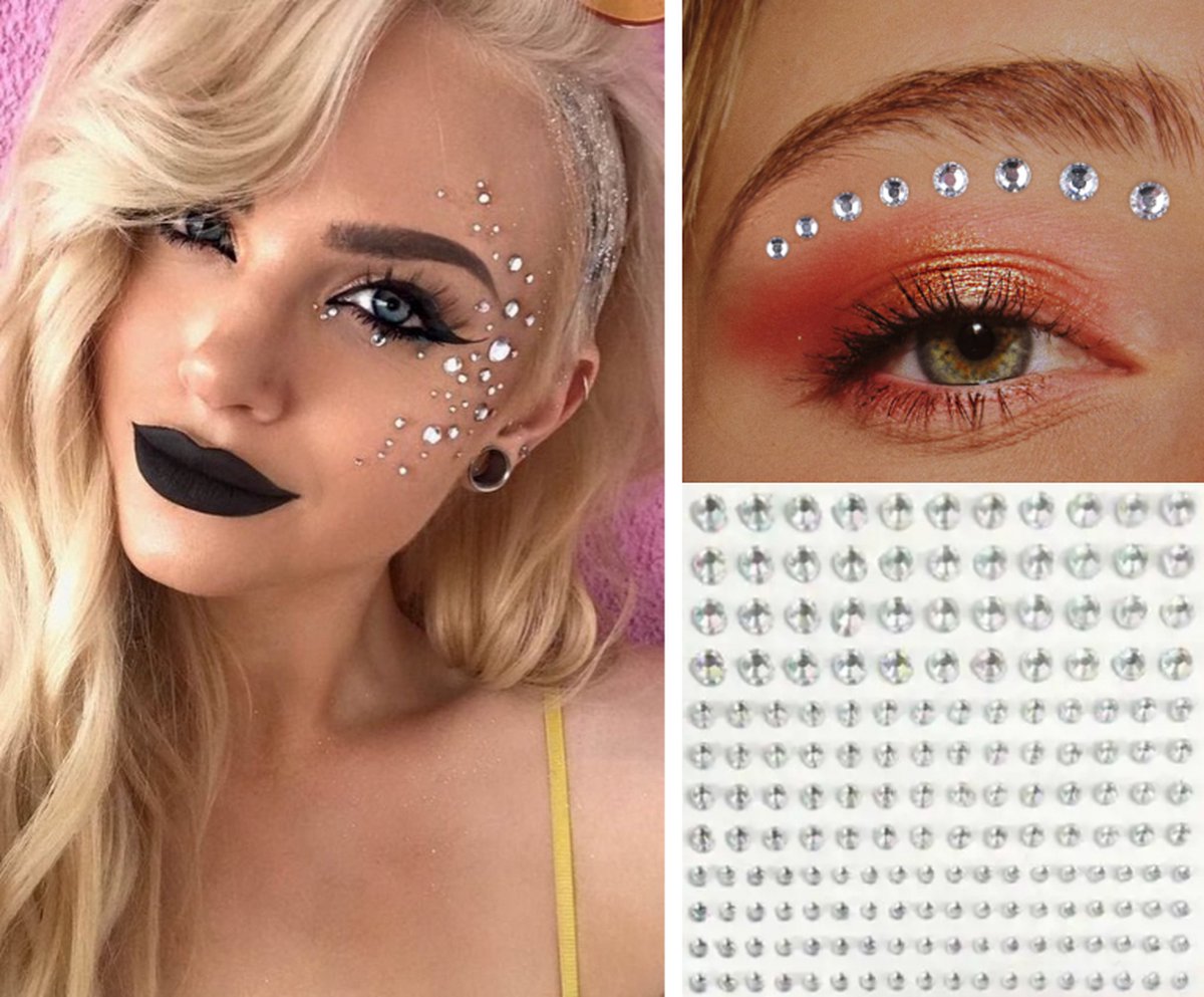 Diamond Face - Glitter makeup stickers in 4 sizes - 100 pieces