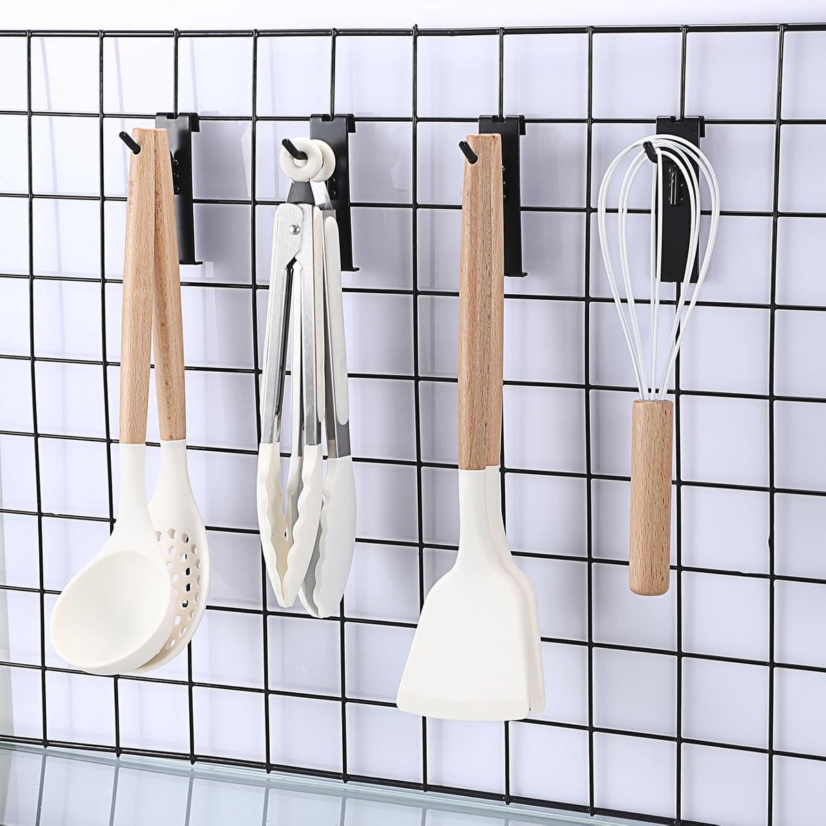 Gridwall Hooks 30 Pieces - 10/15/20cm - Iron - Black - Commercial Quality - Grid Wall Panels Accessory - Garage - Shop - Storage accessories