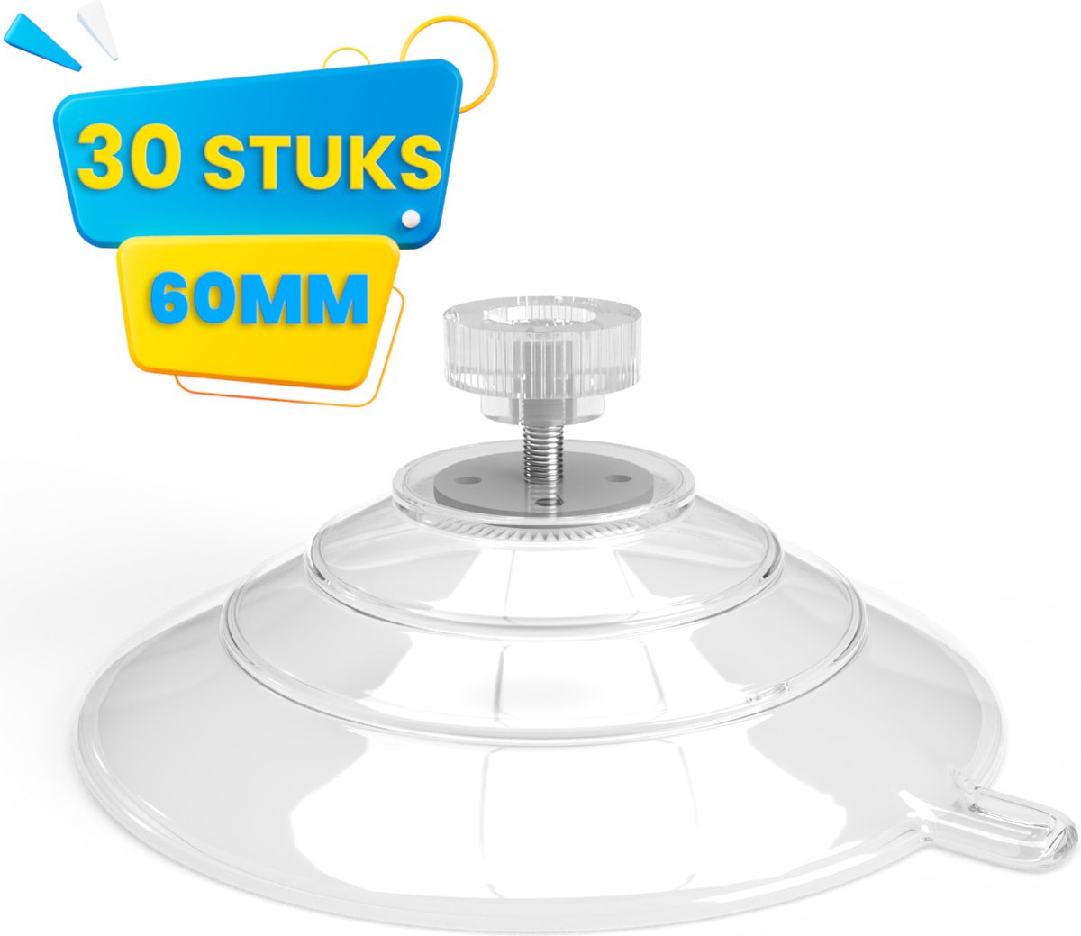 Brute Strength - 15 x Threaded Suction Cup - 40MM M4x10 - Suction cup with hook alternative to window film - sun protection suction cups - suction cup hooks - nut – bolt - glass - hanging hooks