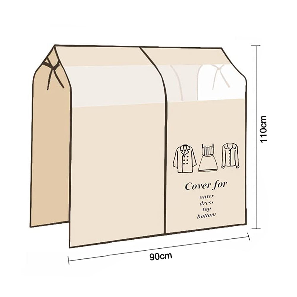 Dustproof Clothes Rack Cover Expandable Hanging Closet Cover Shoulder Dust Cover Clothes Protector for Coats Suits Dresses Beige