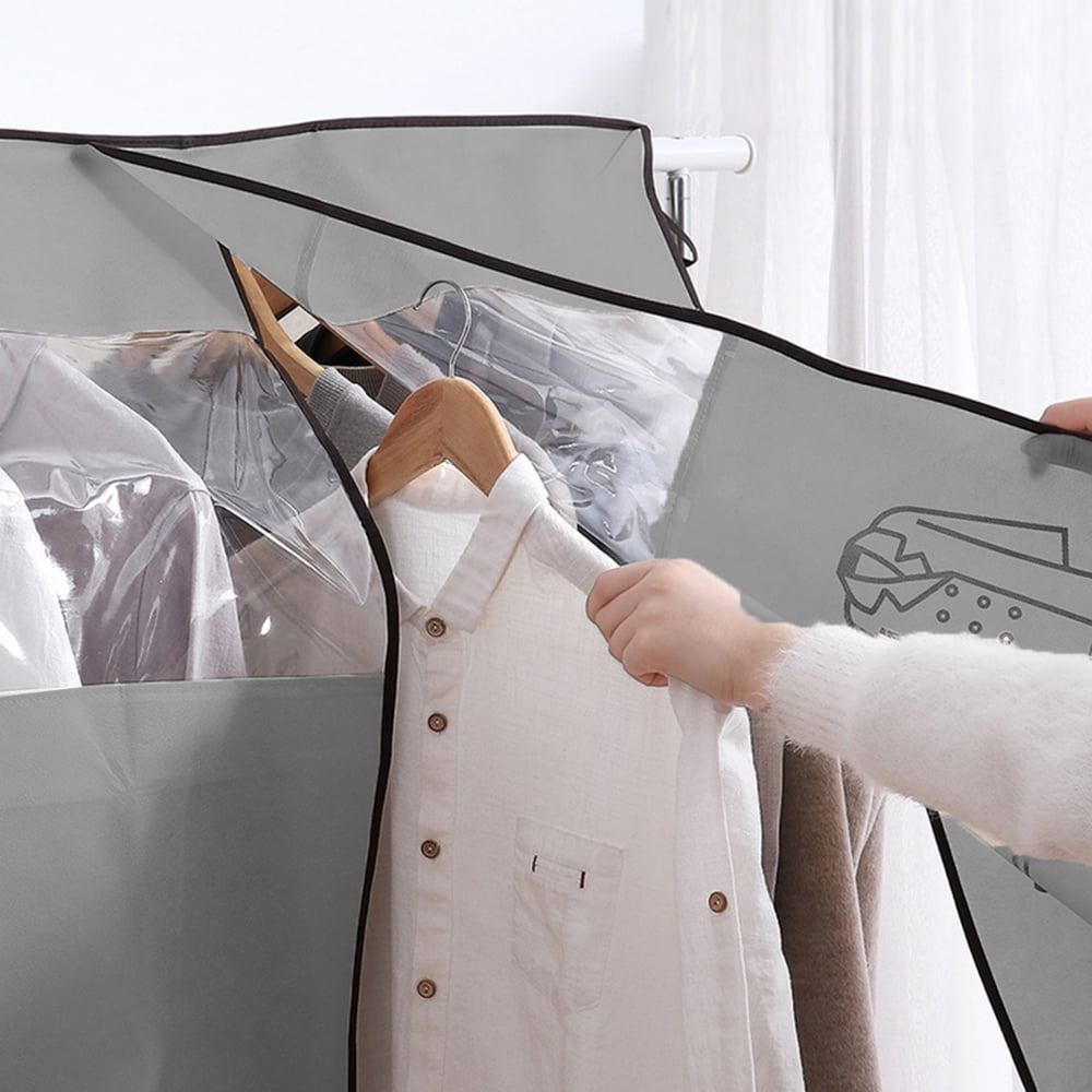 Dustproof Clothes Rack Cover Expandable Hanging Closet Cover Shoulder Dust Cover Clothes Protector for Coats Suits Dresses Grey