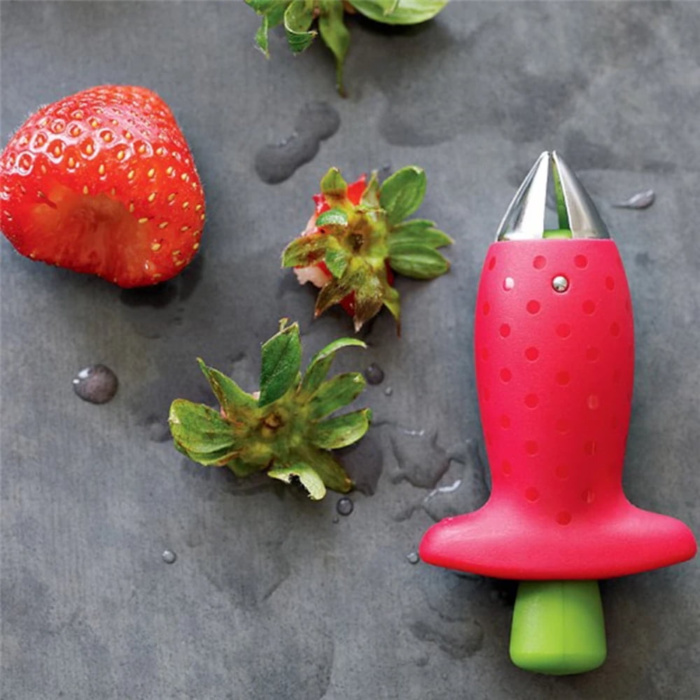 PEACNNG 2pcs Set Kitchen Fruit Gadget Tools Strawberry Slicer Cutter Strawberry Corer Strawberry Huller Leaf Stem Remover