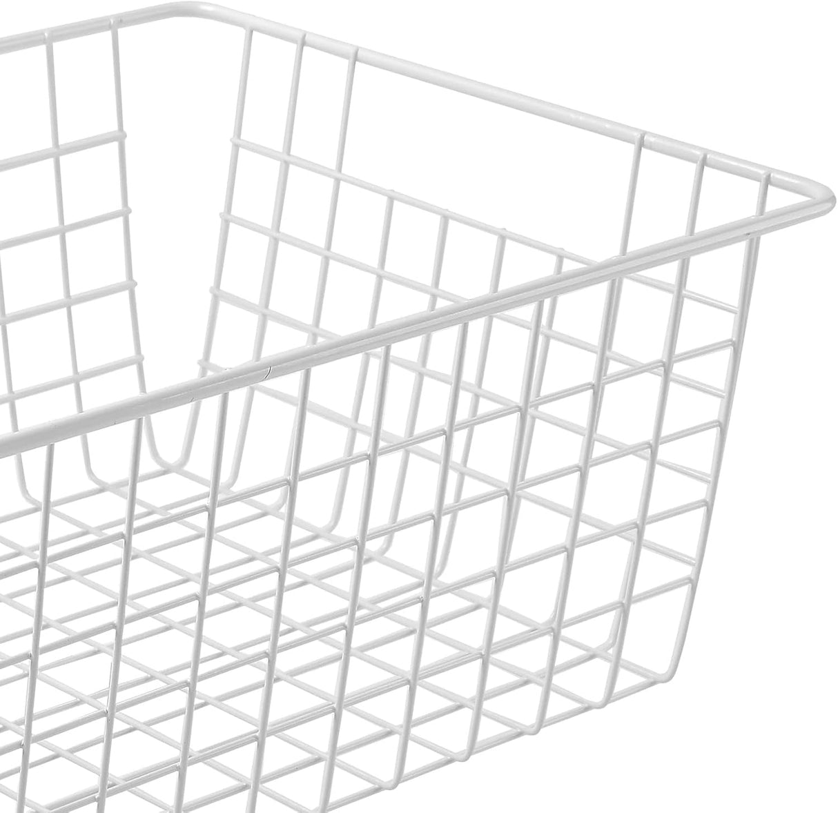 2Pcs Wire Storage Baskets,Metal Storage Basket for Organizing,White Wire Storage Freezer Baskets for Closet,Bedroom,Bathroom,Office
