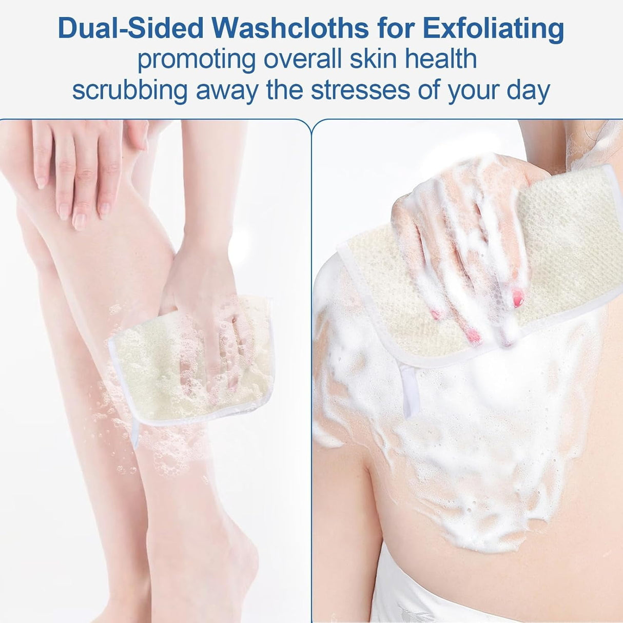 Exfoliating Washcloths,African Exfoliating Net,Reusable African Net Sponge,8.7x10.2In Beige Mutilfunction Wash Cloth for Face and Body Beige