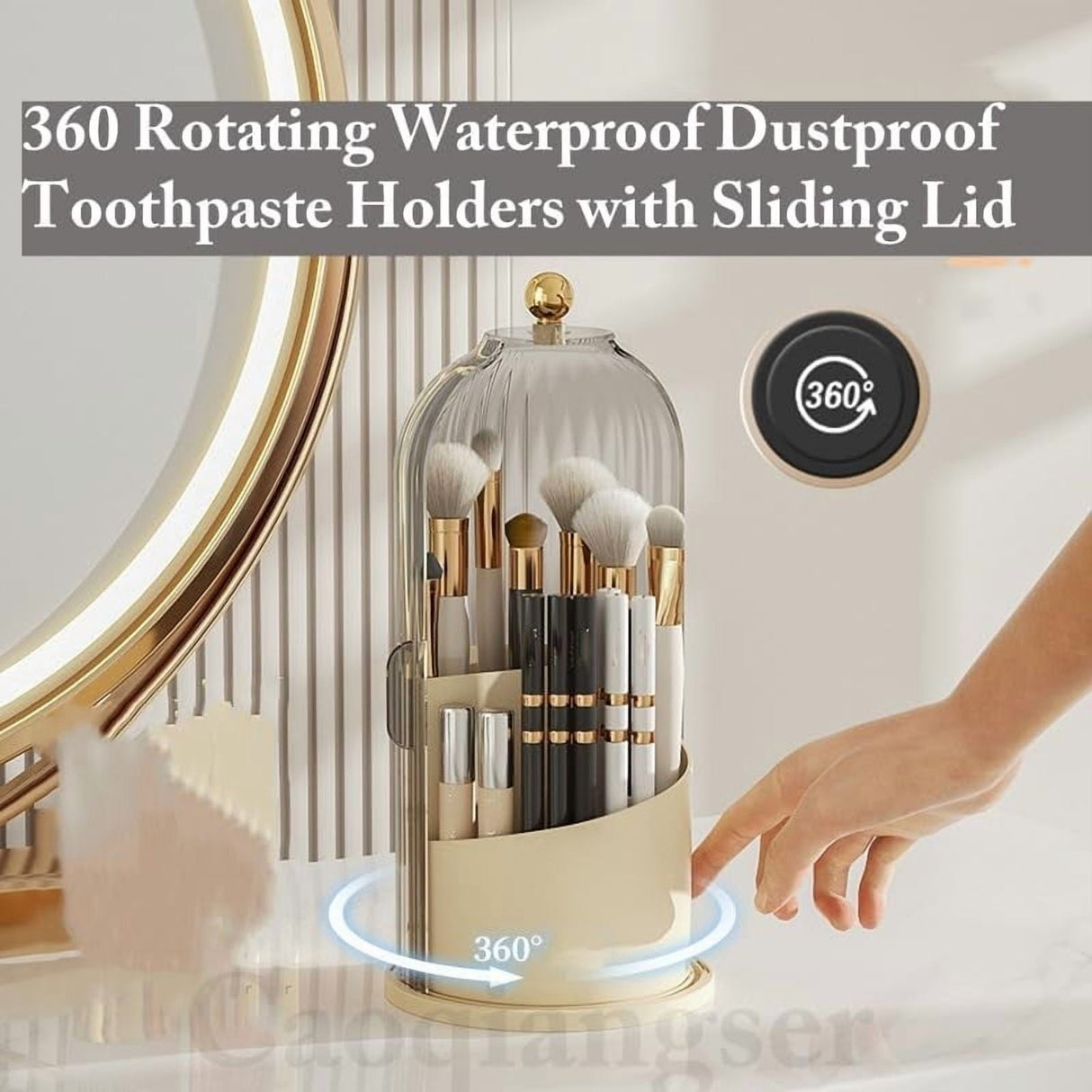 Concealed Toothbrush Holder,Toothbrush Holders for Bathrooms,360 Rotating Waterproof Dustproof Toothpaste Holders with Sliding Lid,for Vanity Makeup Brushes Holder,Pen Holder Storage (C) C