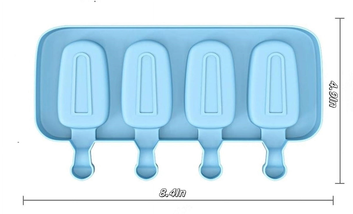 Set of 2 Silicone Ice Cream Molds,8.4x4.9In Reusable Ice Pop Molds with 100Pcs Wooden Sticks,Easy Release Ice Pop Make