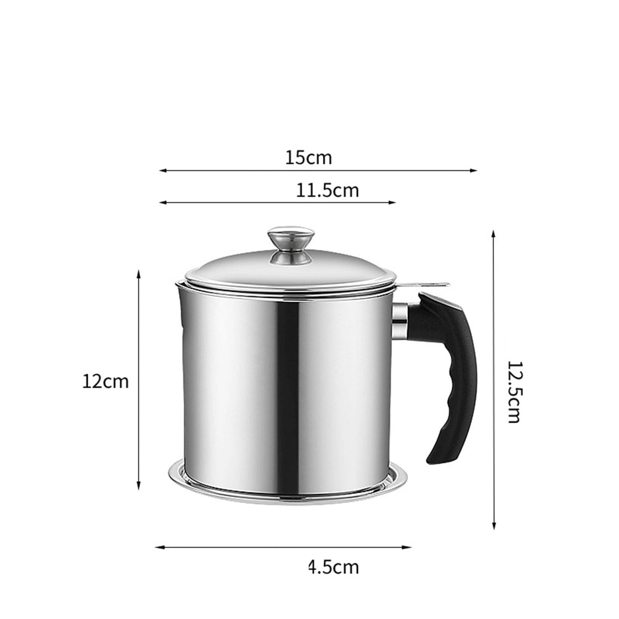 Pot Fats Storage With Lid, Grease Container With Strainer, Stainless Steel Oil Storage Container with Fine Mesh Strainer Dustproofs, Leakproof Oil Storage Container Grease Keepers with Handle Gray