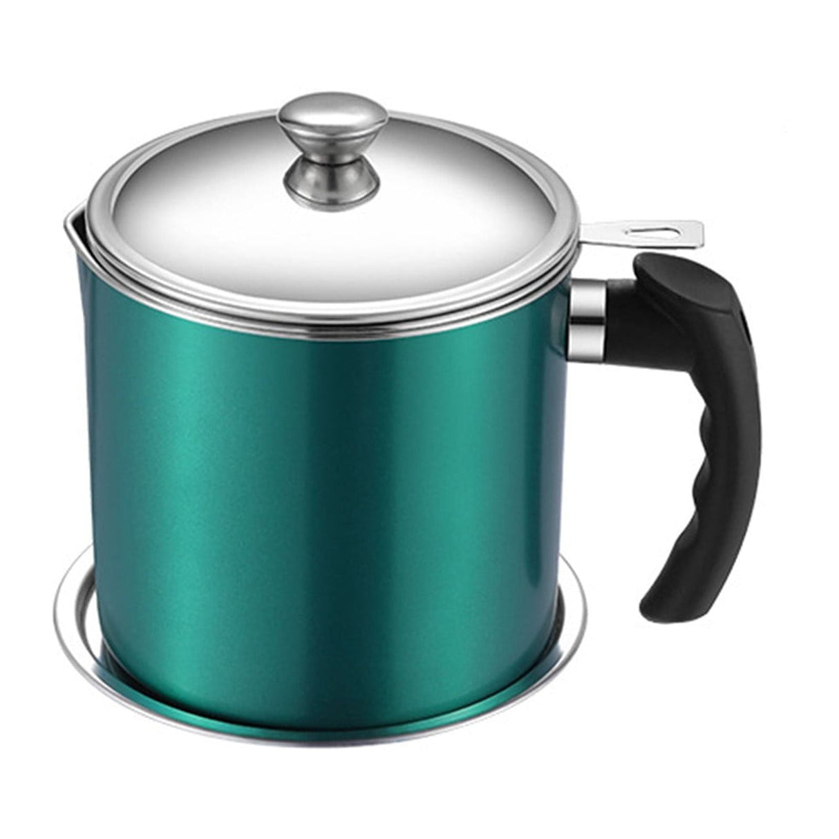 Pot Fats Storage With Lid, Grease Container With Strainer, Stainless Steel Oil Storage Container with Fine Mesh Strainer Dustproofs, Leakproof Oil Storage Container Grease Keepers with Handle Green