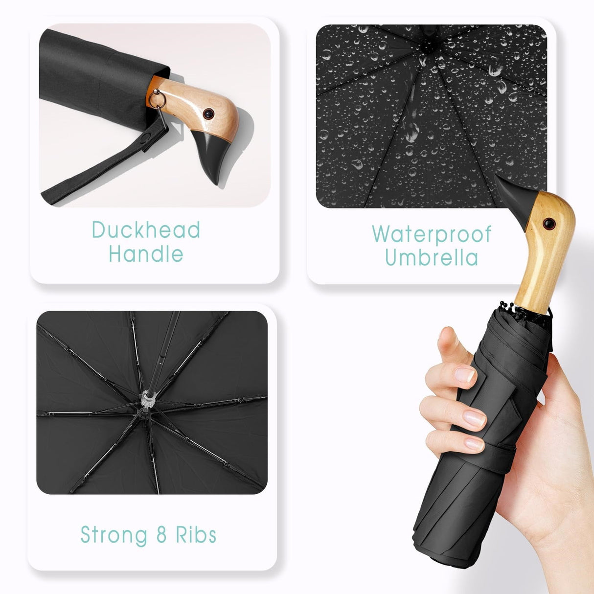 Duck Umbrella – Cute Duck Umbrella with Adorable Duck Handle, The Perfect Duck Umbrella for Duck Lovers One Size RD2