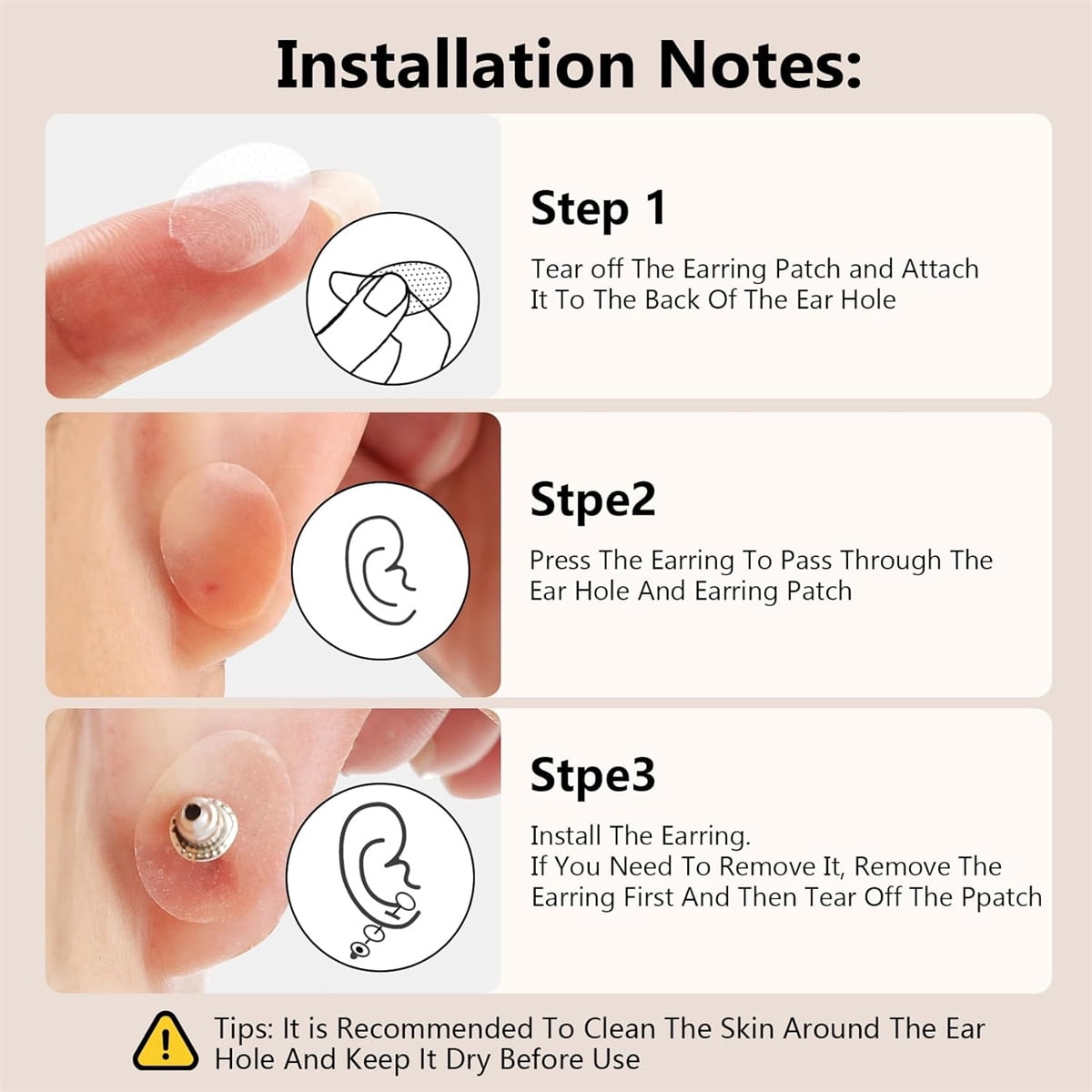 Earring Stickers for Split Earlobes,50Pcs Earring Support Patches,Reinforcement Ear Stickers Earring Backs for Droopy Ears Heavy Earrings,Large Earring Stabilizers Stickers Beige