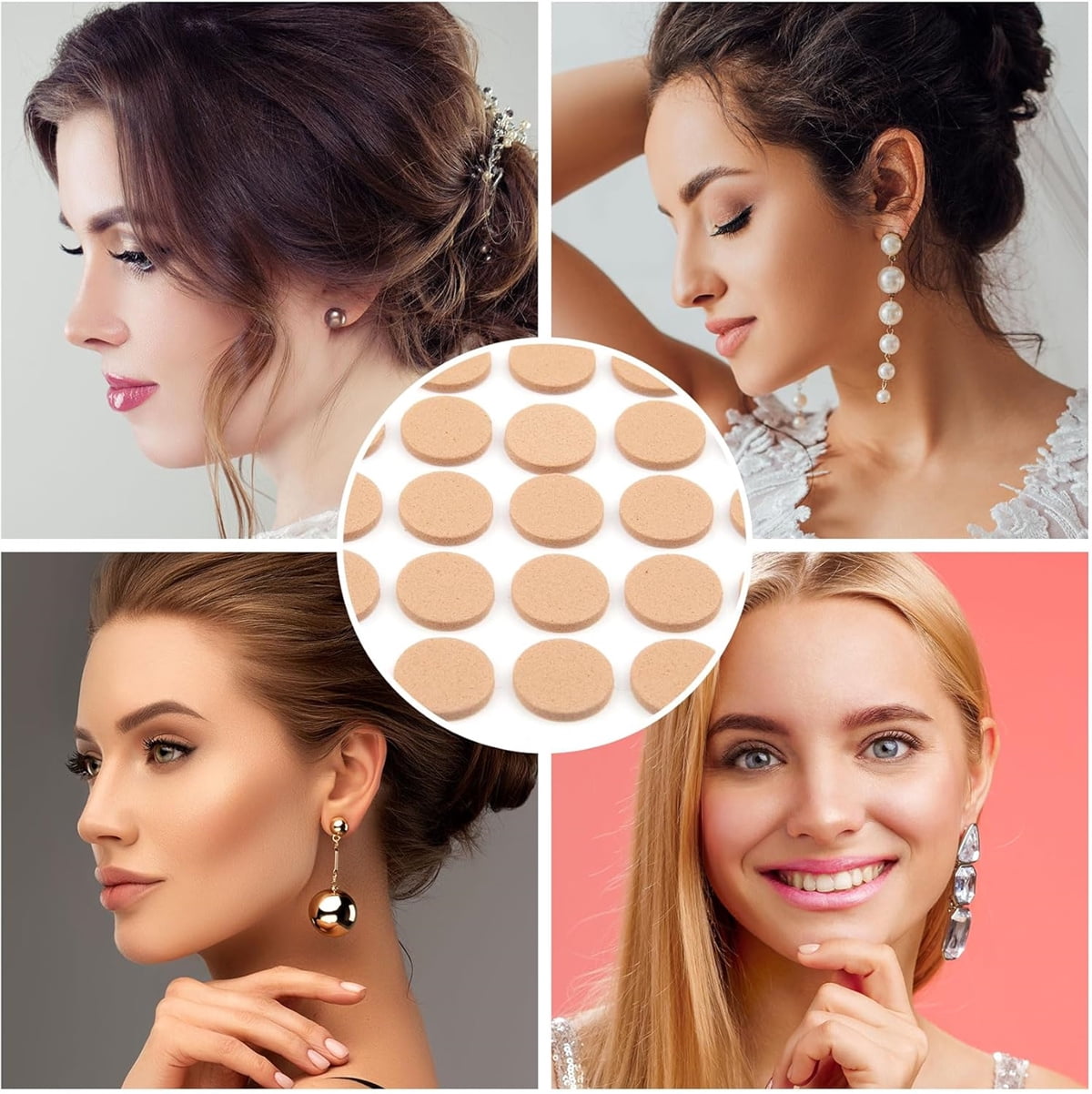 Earring Stickers for Split Earlobes,50Pcs Earring Support Patches,Reinforcement Ear Stickers Earring Backs for Droopy Ears Heavy Earrings,Large Earring Stabilizers Stickers Beige