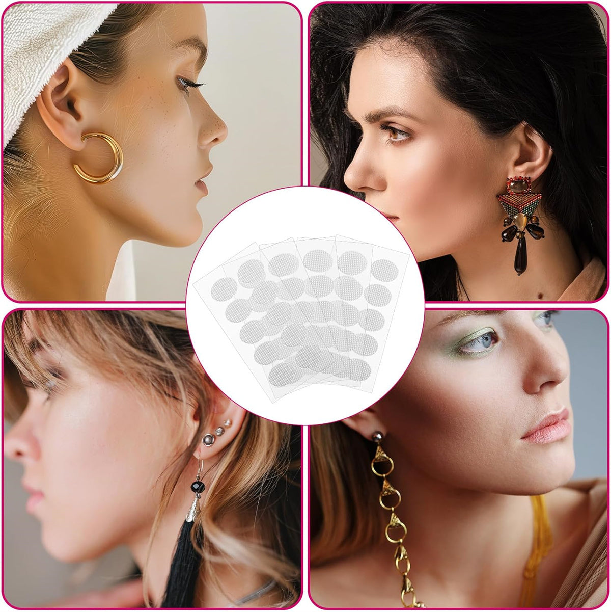 Earring Stickers for Split Earlobes,50Pcs Earring Support Patches,Reinforcement Ear Stickers Earring Backs for Droopy Ears Heavy Earrings,Large Earring Stabilizers Stickers White