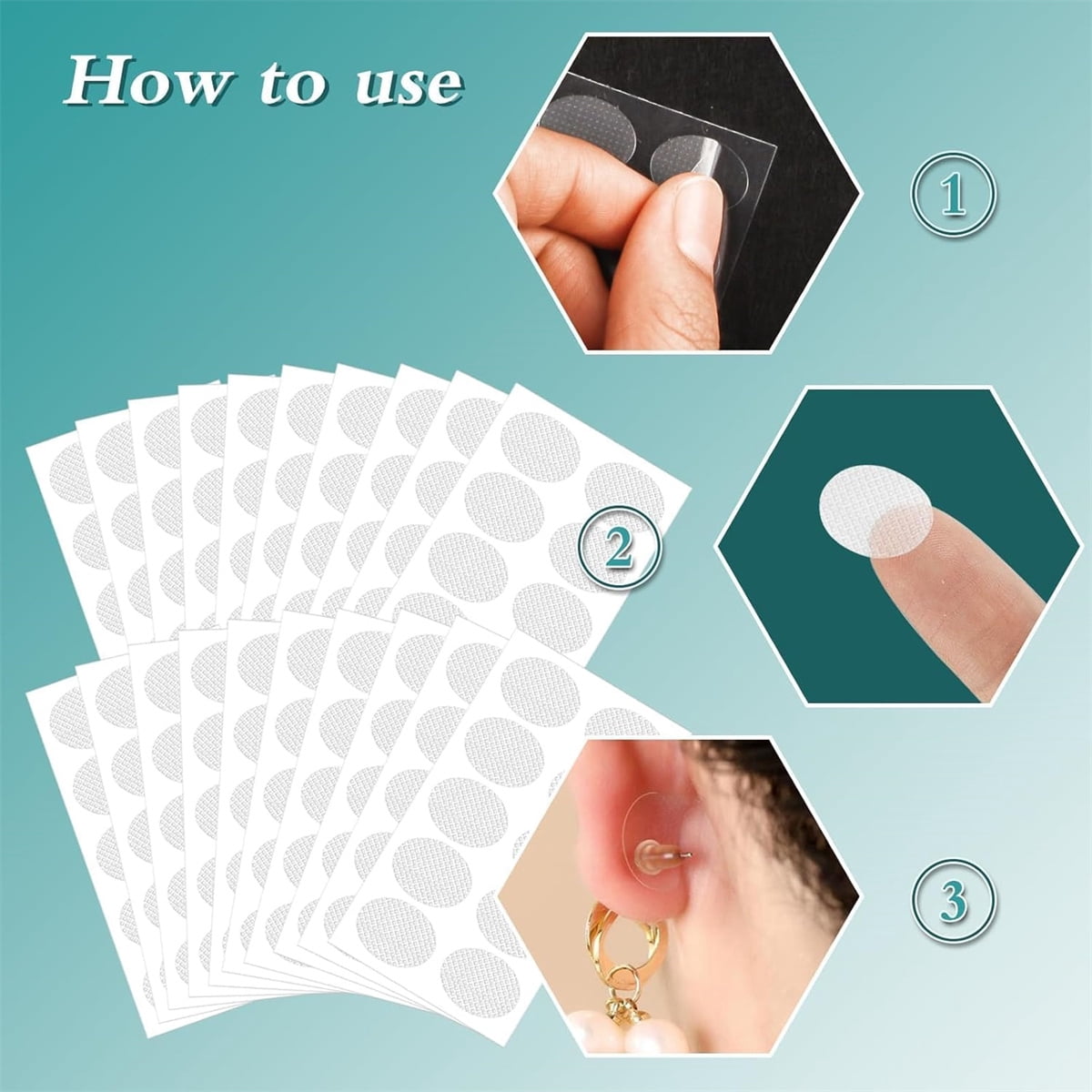Earring Stickers for Split Earlobes,50Pcs Earring Support Patches,Reinforcement Ear Stickers Earring Backs for Droopy Ears Heavy Earrings,Large Earring Stabilizers Stickers White