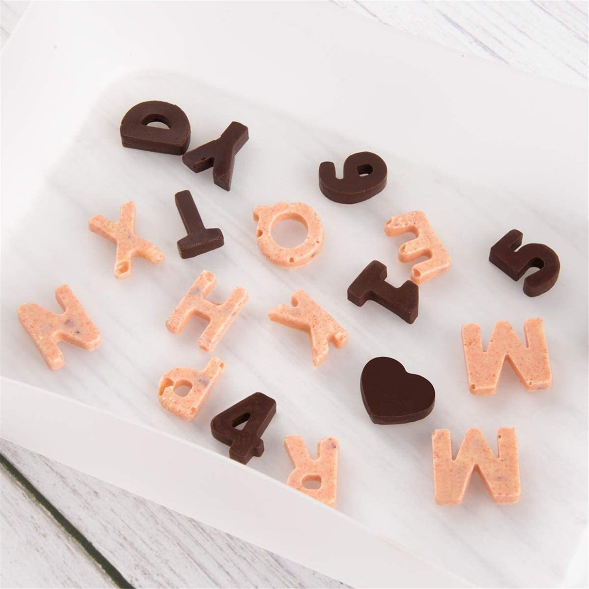 Mini Silicone Molds, Number Molds, Happy Birthday Mold for Baking Biscuits, Cookie, Candy, Chocolate 1-Brown